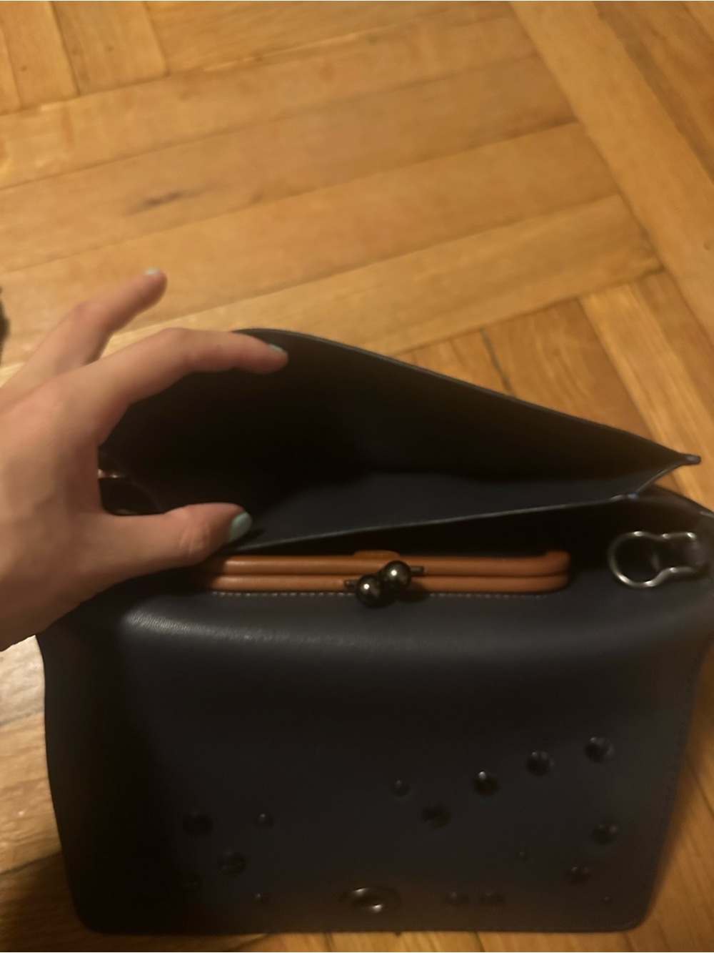 Coach ReLoved Dinky bag
Star & Number Studs - Navy crinkle leather - Picture 6 of 9